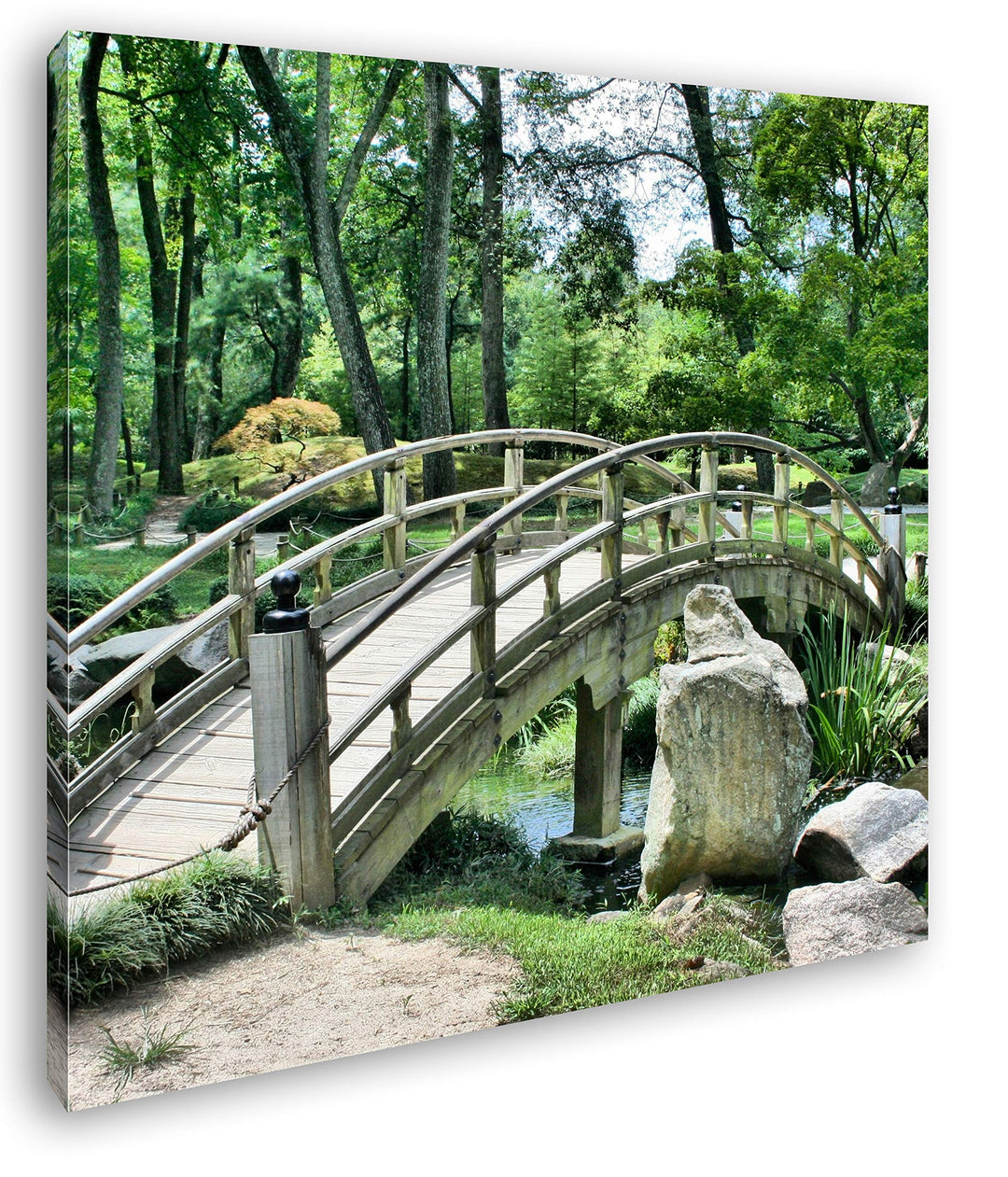 deyoli Japanischer Garten Format: 70x70 als Leinwand, Motiv fertig gerahmt auf Echtholzrahmen, Hochw