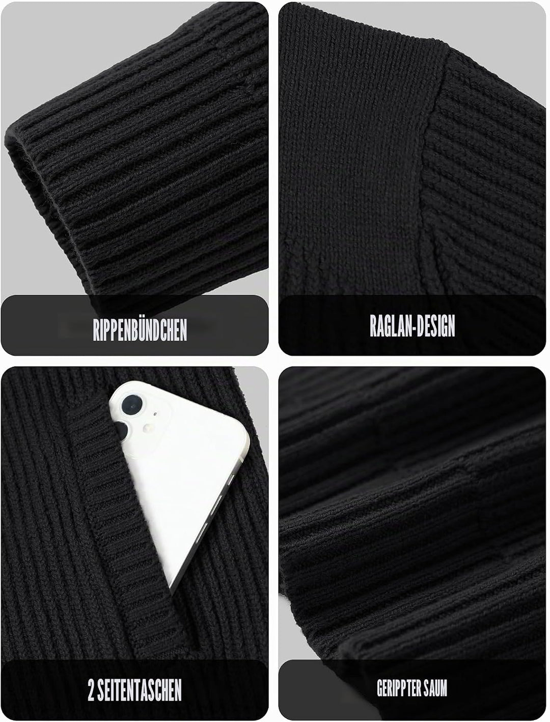 Pioneer Camp Herren Strickjacke Cardigan mit Reissverschluss Solid Warm Casual Stehkragen Strickjack