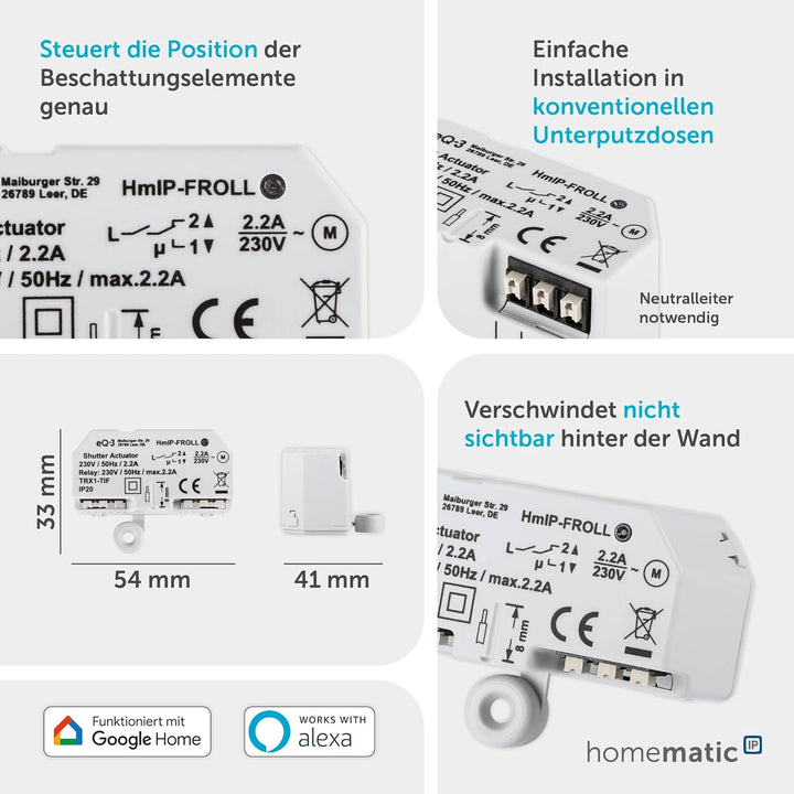 Homematic IP Access Point 2 + 5x Rollladenaktor – Unterputz, Smart Home, Digitale Steuerung für 5 Ro
