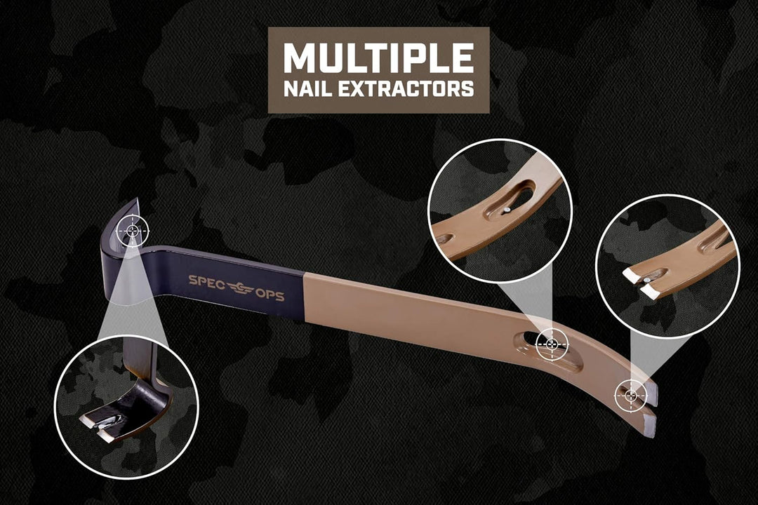 Spec Ops Tools Flache Brecheisen, 38,1 cm, gebogener Wippkopf, Nagelzieher in Tropfenform, Kohlensto