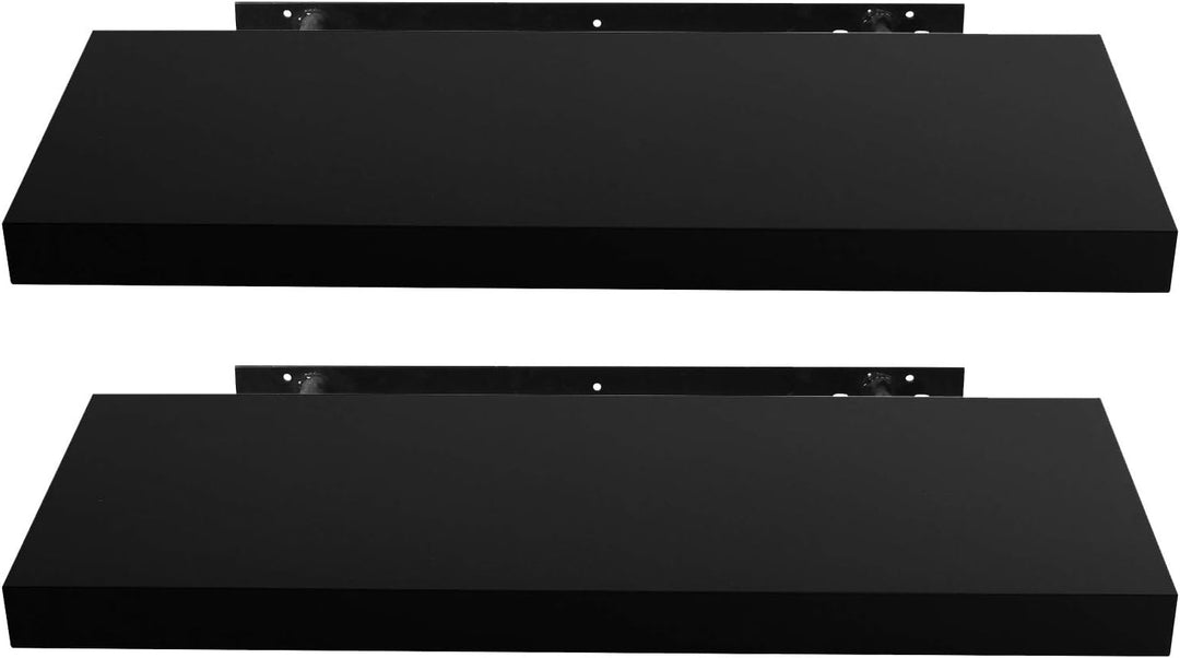 EUGAD Wandregal Schwarz, Schweberegal für Wohnzimmer Bücher/CD/DVD aufstellen, Wandregal klein, 25cm