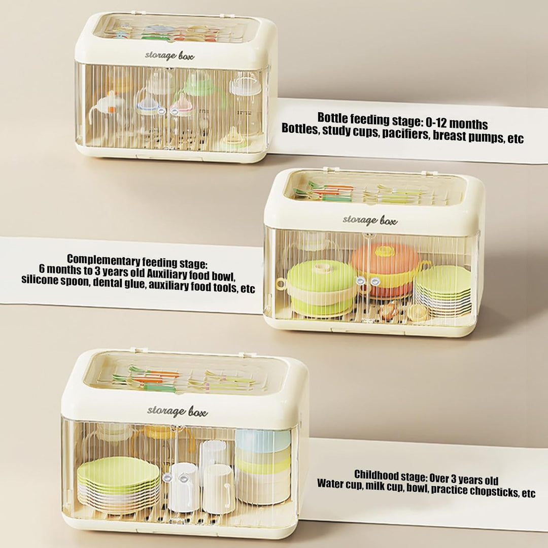 Babyflaschen-Organizer | Aufbewahrungsbox für Stillflaschen, grosser Behälter, Abtropfgestell, staub