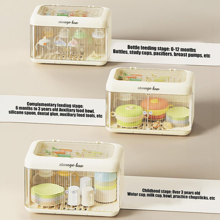Babyflaschen-Organizer | Aufbewahrungsbox für Stillflaschen, grosser Behälter, Abtropfgestell, staub