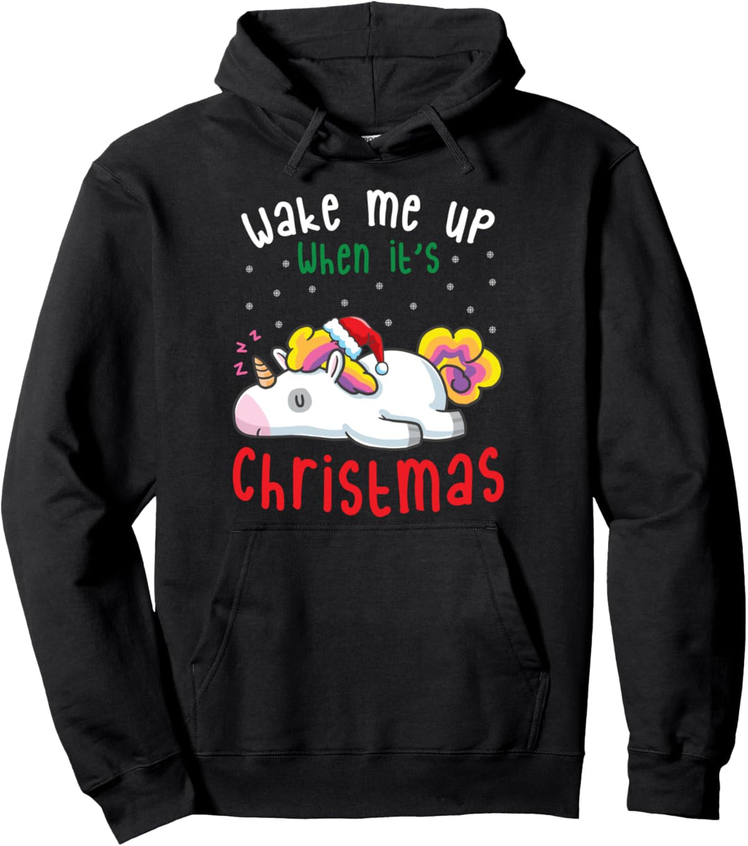 Weck mich auf, wenn es Weihnachten ist Schlafendes Einhorn Nap Unicorns Pullover Hoodie