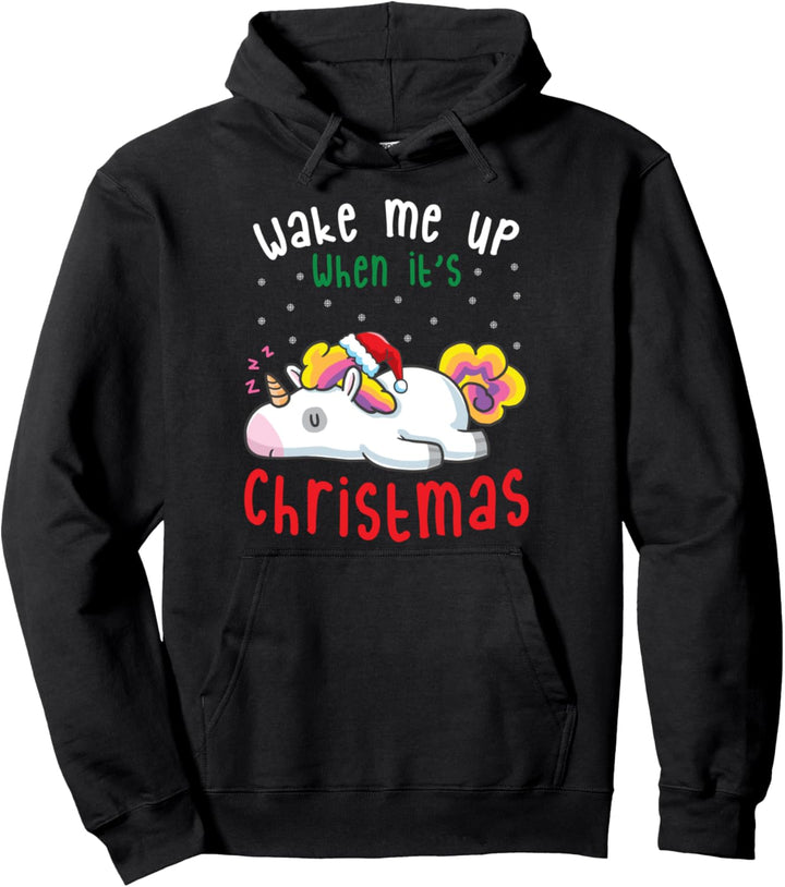 Weck mich auf, wenn es Weihnachten ist Schlafendes Einhorn Nap Unicorns Pullover Hoodie