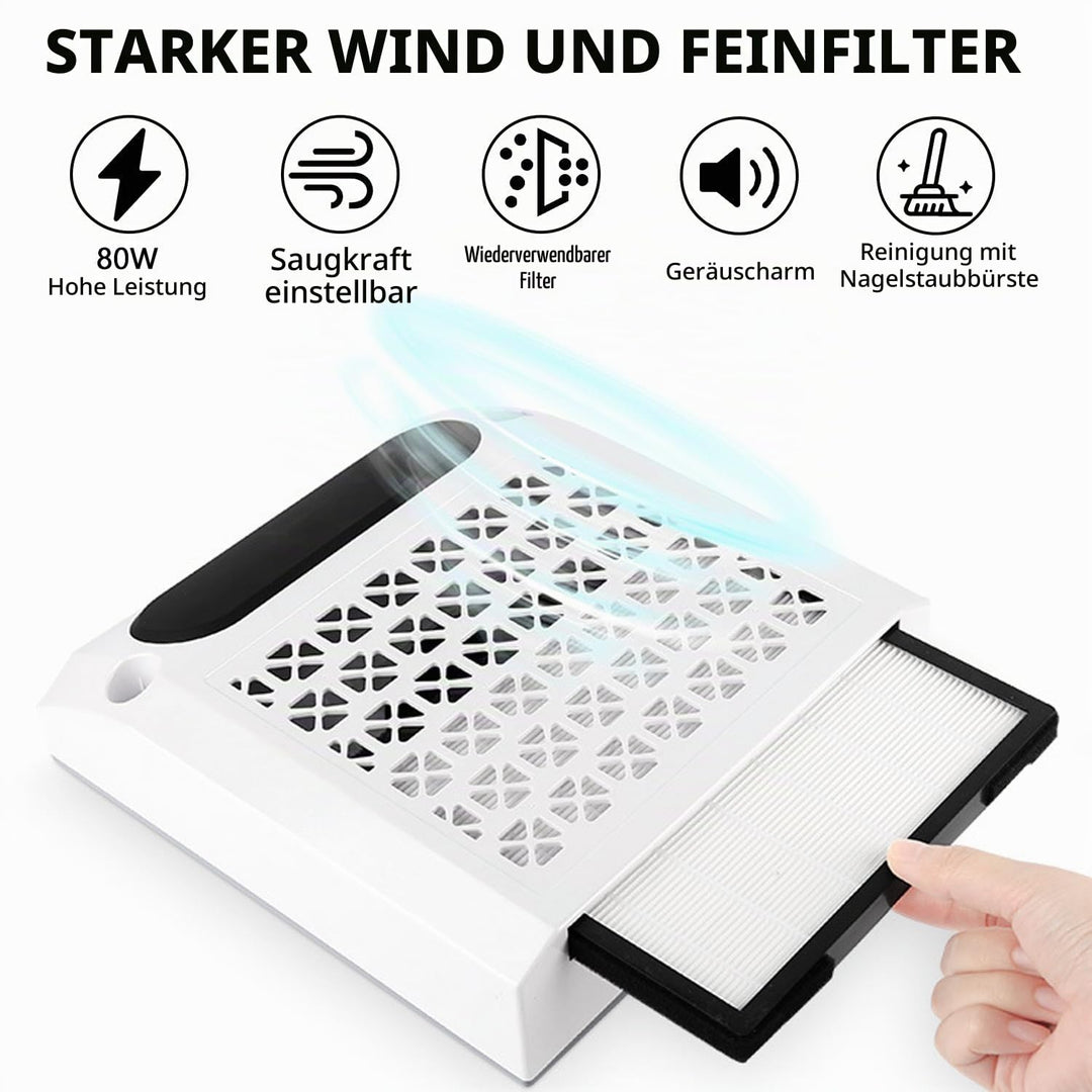 Elektrischer Nagelfräser, Professionell 4-in-1 Manikure- Pedikure-Set, mit 80W Absaugung &amp; waschbare