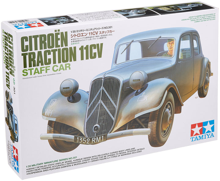 Tamiya 300035301-1:35 WWII Fr Citroen Traction Dienstwagen, originalgetreue Nachbildung, Plastik Bau