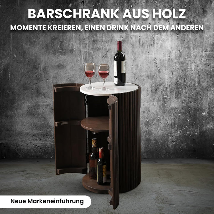 iAnanas Barschrank Premium Luxus Rustikales Weinregal aus Holz mit Marmorplatte dekorativer Weinstän