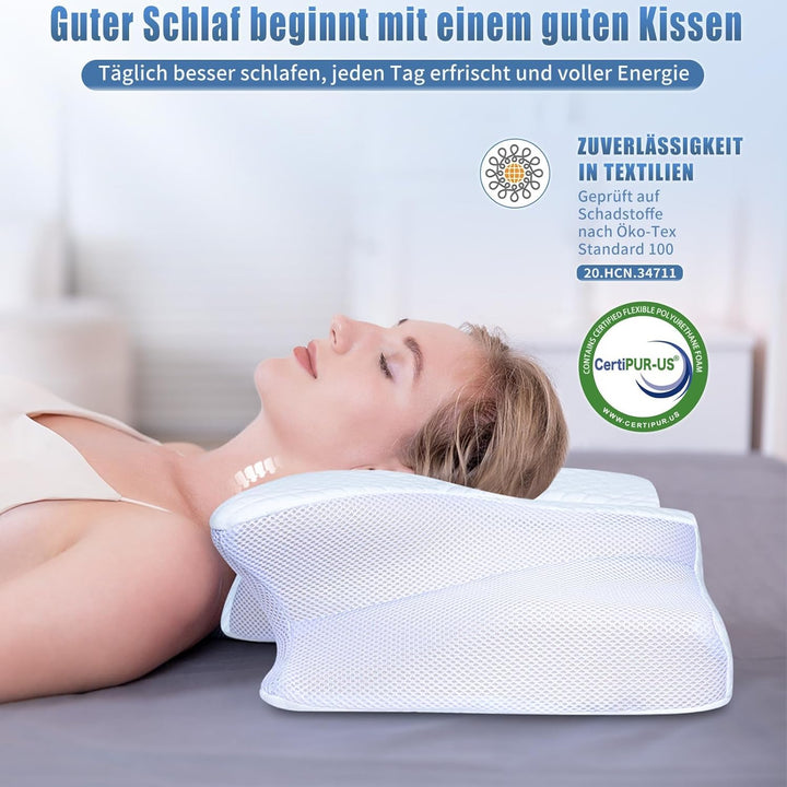 SAHEYER Nackenkissen Memory Foam Orthopädisches Kissen, Ergonomisches Kopfkissen Nackenstützkissen,