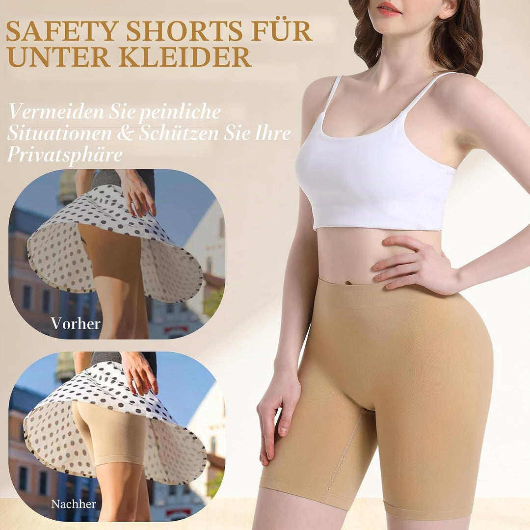 Damen Shorts Radlerhose Kurze, 3er Pack Anti Scheuern Unterhose für unter Kleider, Nahtlos Hohe Tail