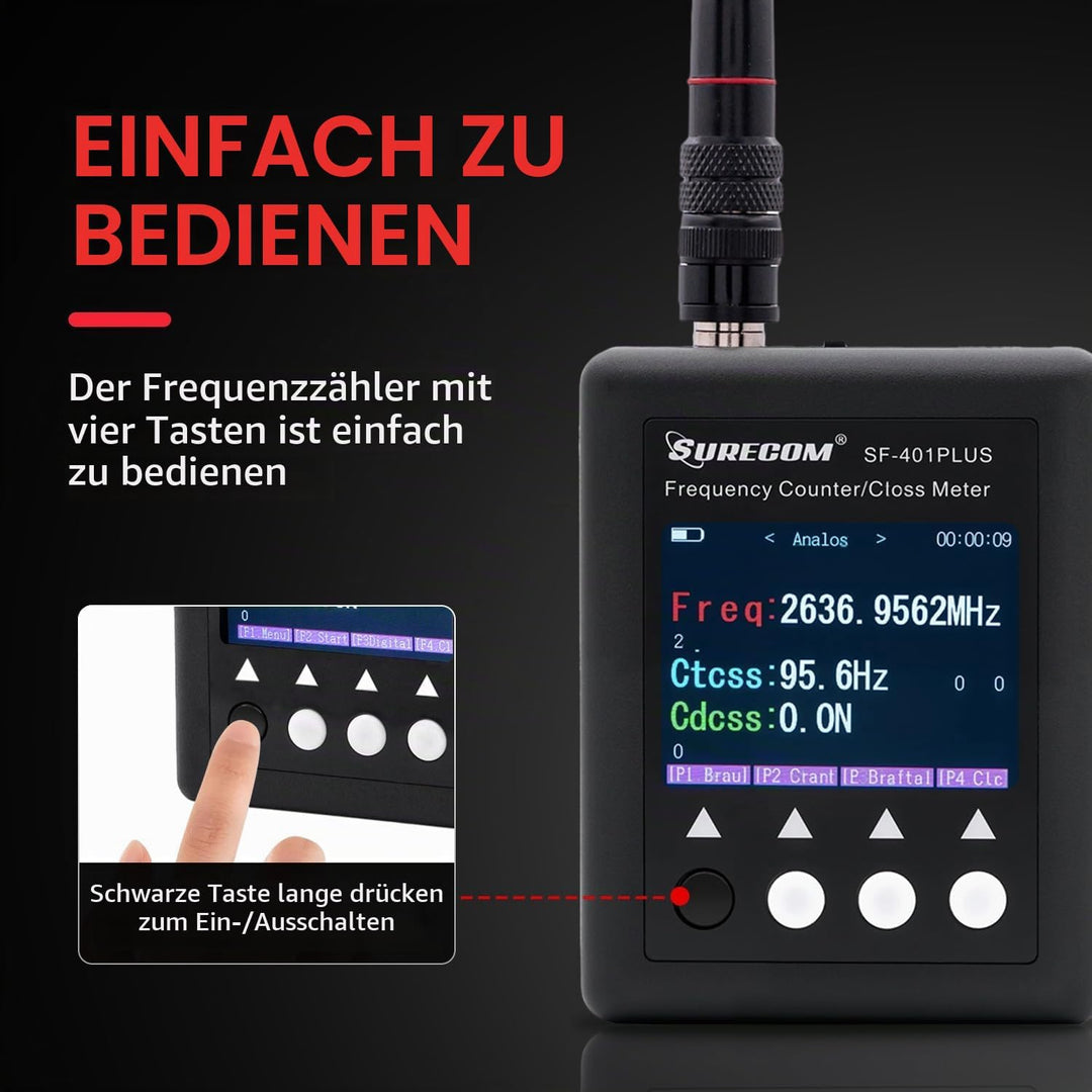 Gam3Gear Surecom SF401 Plus 27Mhz-3000Mhz tragbares Funk-Frequenzzähler-Messgerät mit CTCCSS DCS-Dec
