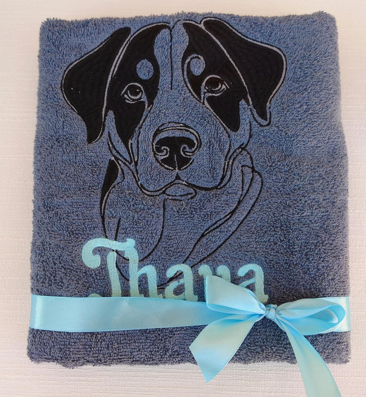Hundehandtuch Portrait Rasse und Namen Bestickt Geschenk Hundebesitzer Welpenhandtuch Handtuch Hund
