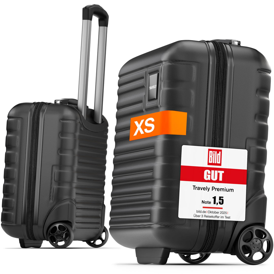 Travely Premium Handgepäck Koffer 40x30x20cm - passend für Ryanair, Lufthansa, Eurowings und co. I 2