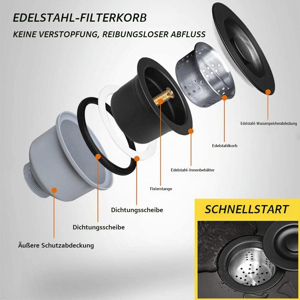 Schwarzes Rundes Waschbecken Küchenrenovierungsbecken Rundes Einzelwaschbecken Kleines Waschbecken R