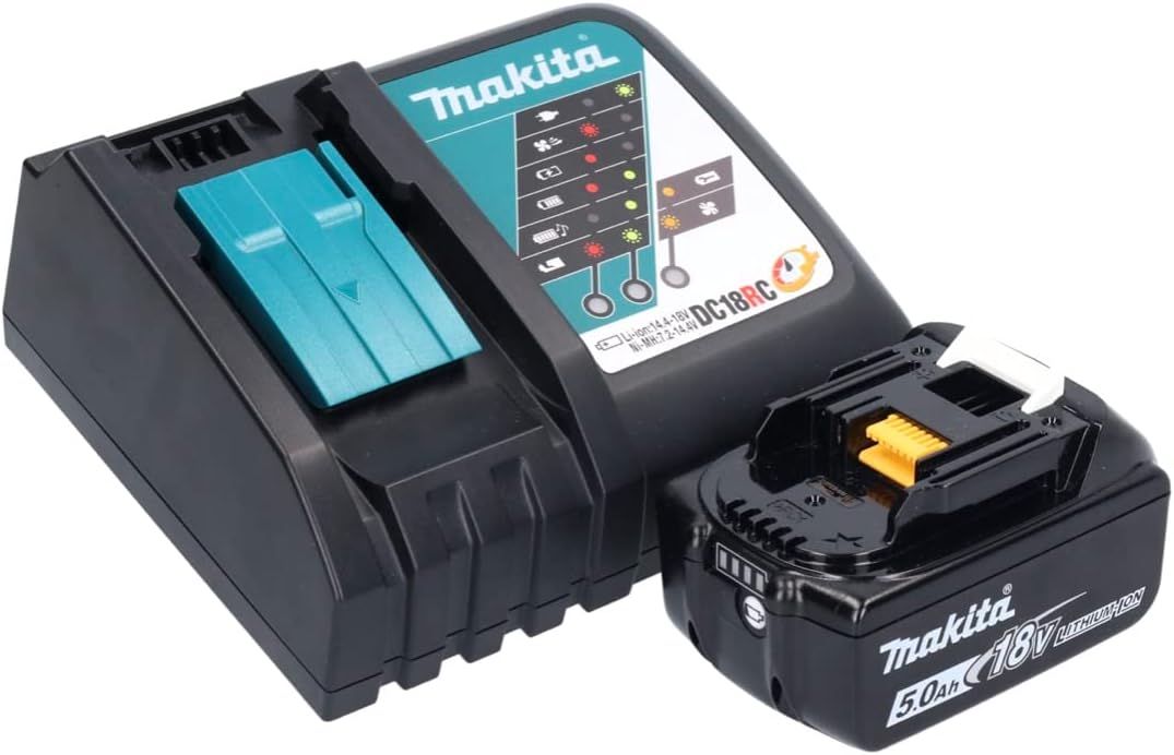 Makita DKP180Z LXT 18 V Li-Ion Hobelmaschine 82 mm mit 1 x 5,0 Ah BL1850 Akku &amp; DC18RC Ladung