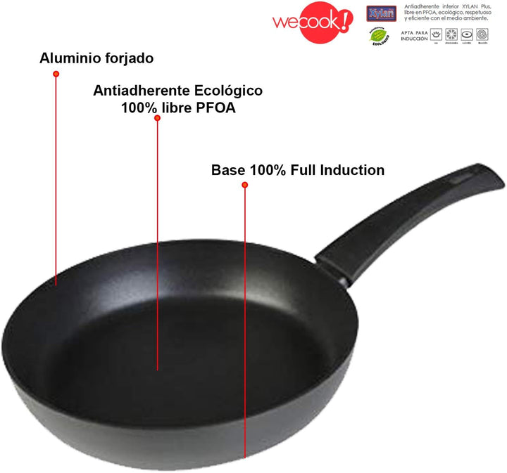 WECOOK Ecogreen Set mit 3 Pfannen 18-20-24 cm Aluminium, Induktion, umweltfreundliche Antihaftbeschi
