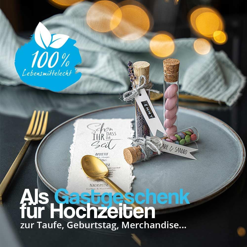 Tuuters 100 Stück Glas Reagenzgläser mit Korken (160 x Ø 20mm) Flachboden | 40ml Reagenzglas mit Nat