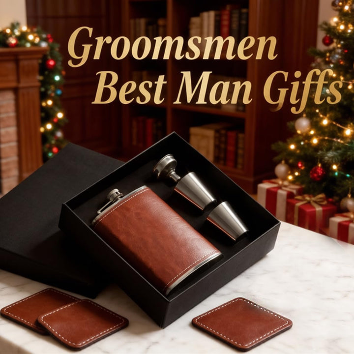 Eiarrnp 8oz Braun Leder Klein Flachmann für Männer Frauen Leckenschutz Flachmann Set for Whiskey Vod