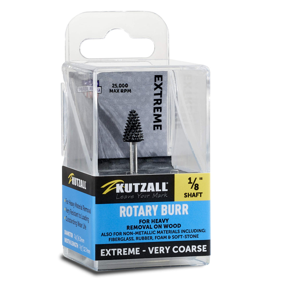 Kutzall Extrem Kegelfräser, 1⁄8" Schaft, sehr grob - Holzbearbeitungsaufsatz für Dremel, Foredom, Mi