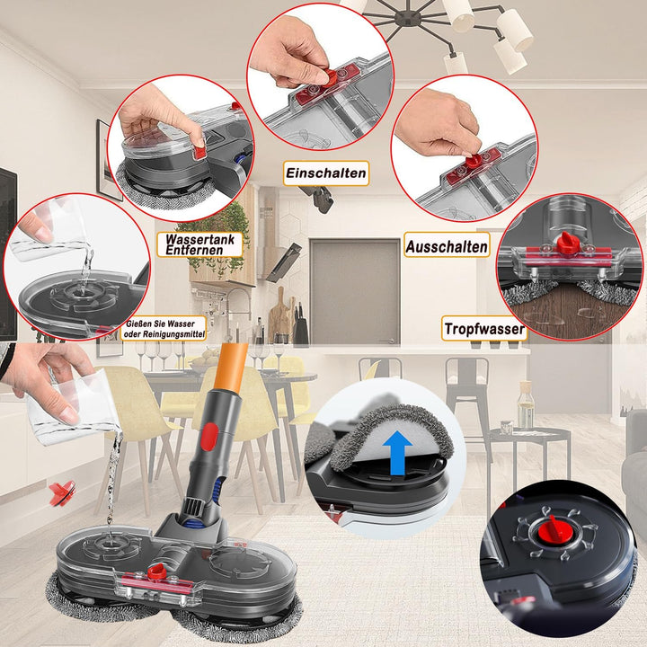 Asdazrxy Elektrischer Wischaufsatz für Dyson V11 V10 V8 V7 V15 Staubsauger, Wischaufsatz für Dyson m