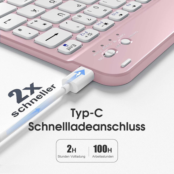Vobafe Hülle mit Tastatur für iPad A16 11/10 Generation (2025/2022, 10,9/11 Zoll), Magnetisch Abnehm