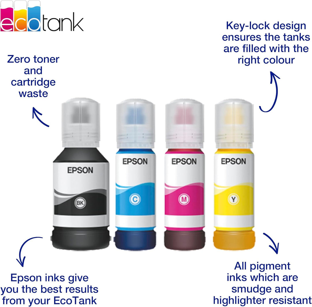 Epson EcoTank 113 Original Tintenflasche, Schwarz, Pigmenttinte (Packung mit 2) Schwarz 127 ml (Pack