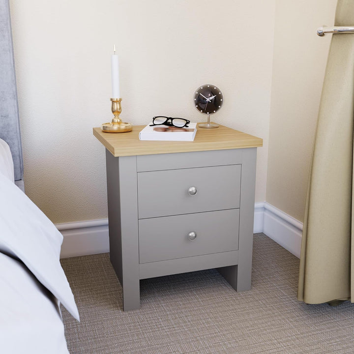 Vida Designs Nachttische, MDF, Spanplatte und Melaminfurnier, Grau, Standard, Grau