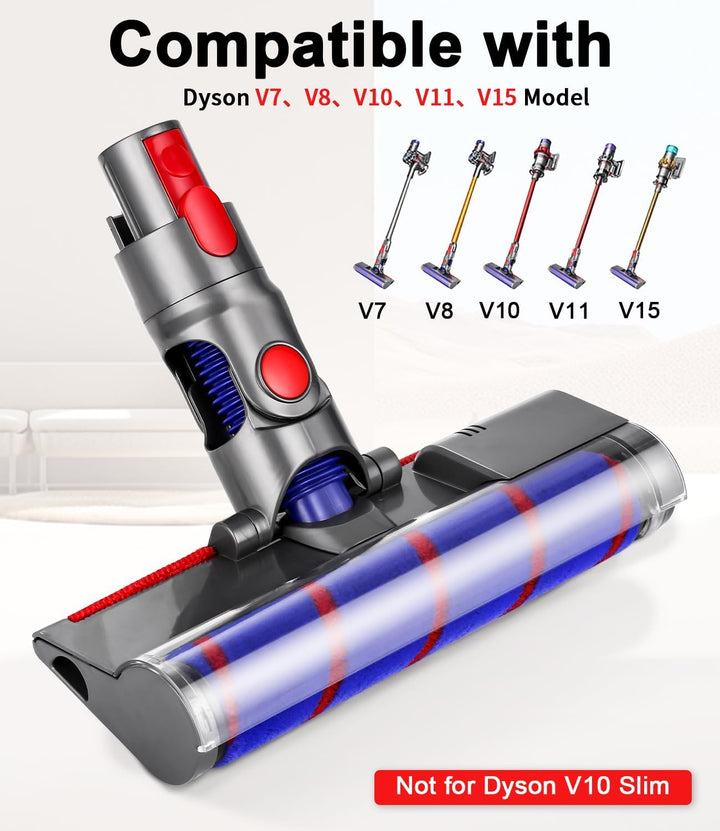 Elektrische Bürste kompatibel für Dyson V7, V8, V10, V11, V15, Zubehör Bodenbürste mit Direktantrieb