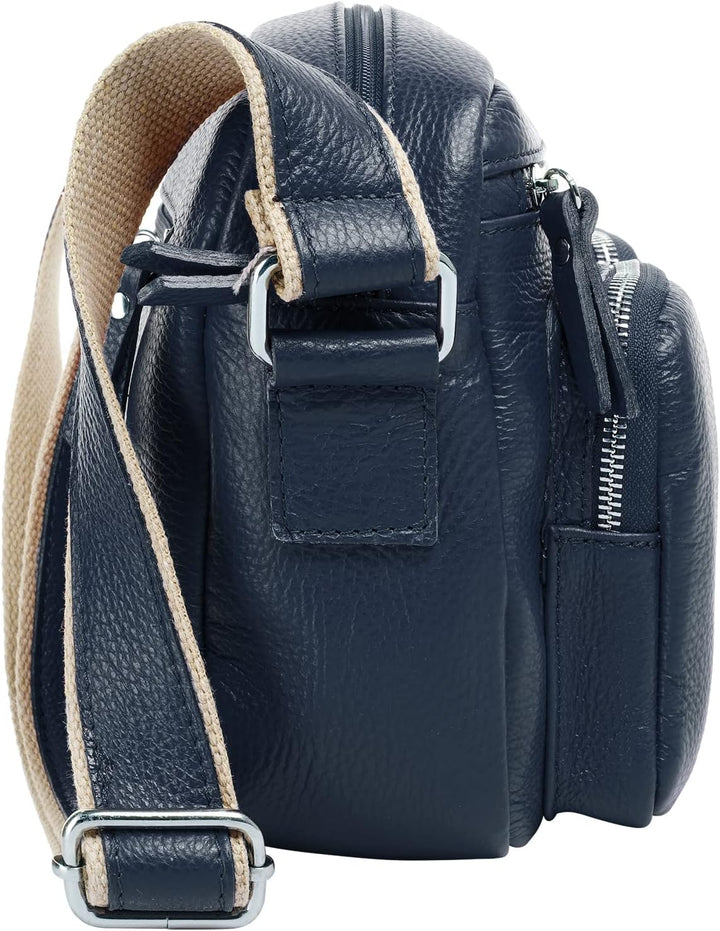 Samantha Look Umhängetasche echt Leder Damen | Made in Italy, Crossbody Bag mit Aussentaschen, Schul