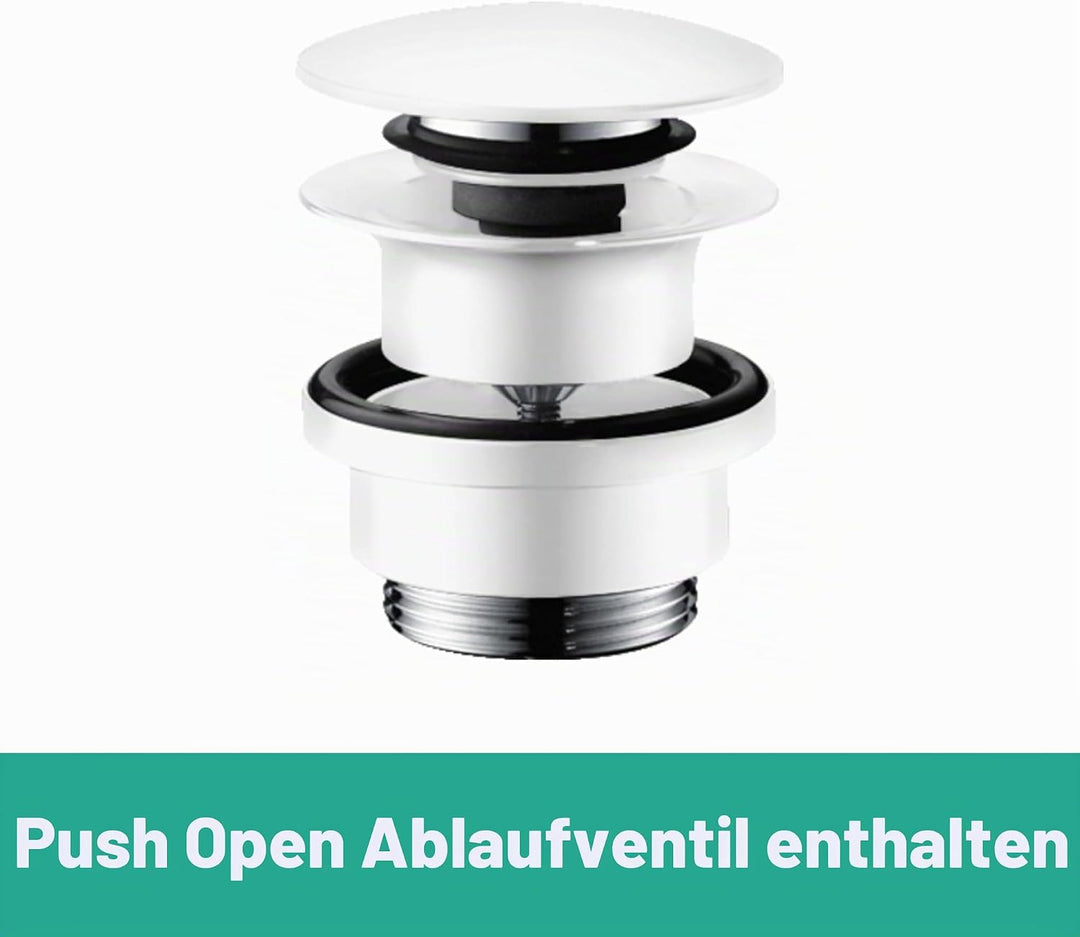 hansgrohe Waschtischarmatur Finoris, Wasserhahn Bad mit Auslauf Höhe 230 mm, mit Push-Open Ablaufgar