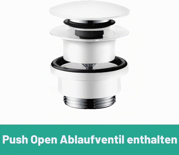 hansgrohe Waschtischarmatur Finoris, Wasserhahn Bad mit Auslauf Höhe 230 mm, mit Push-Open Ablaufgar