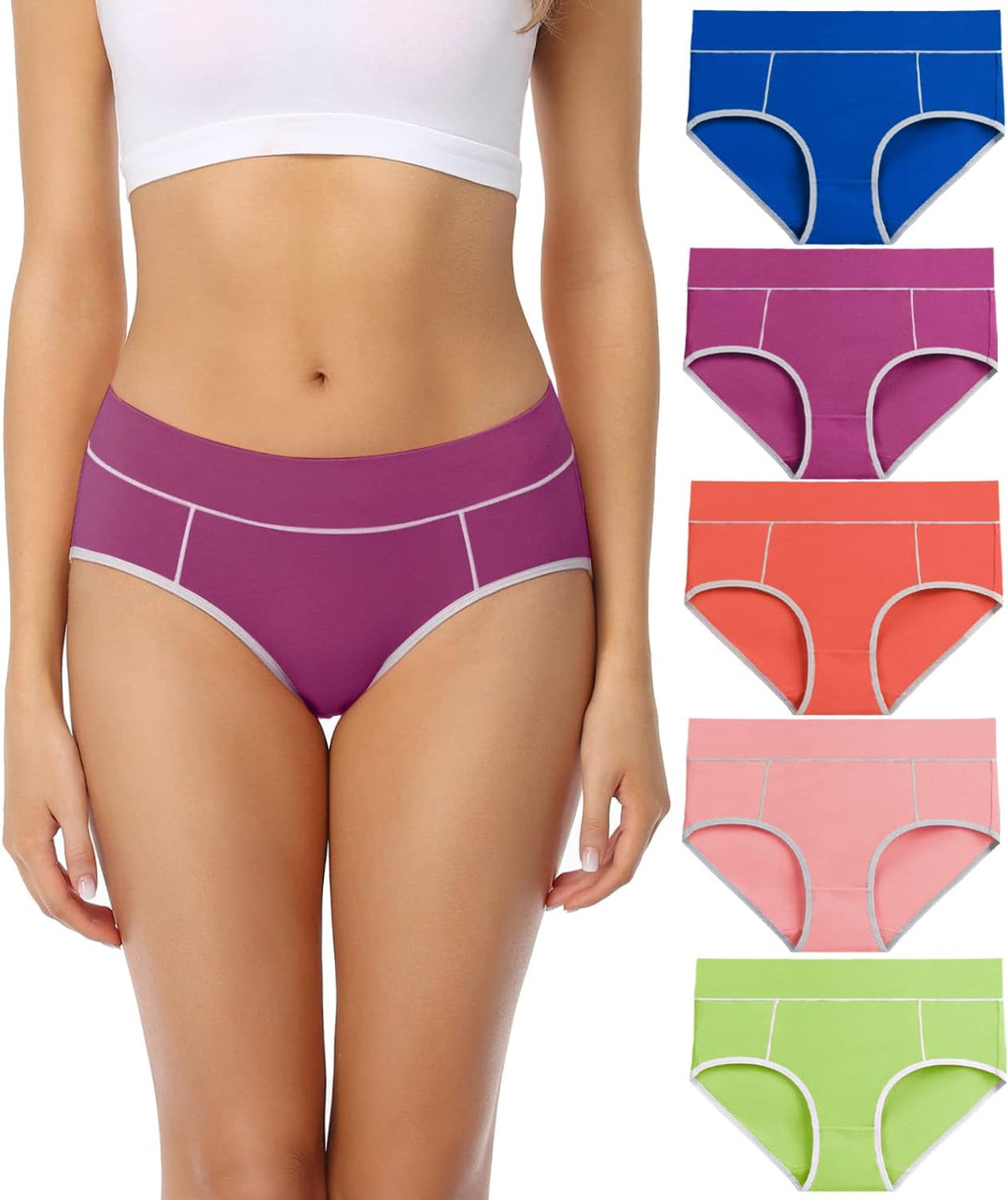 wirarpa Unterhosen Damen Midi Taille Slip Baumwolle Bequeme Unterwäsche Mehrpack S Mehrfarbig-2113f6