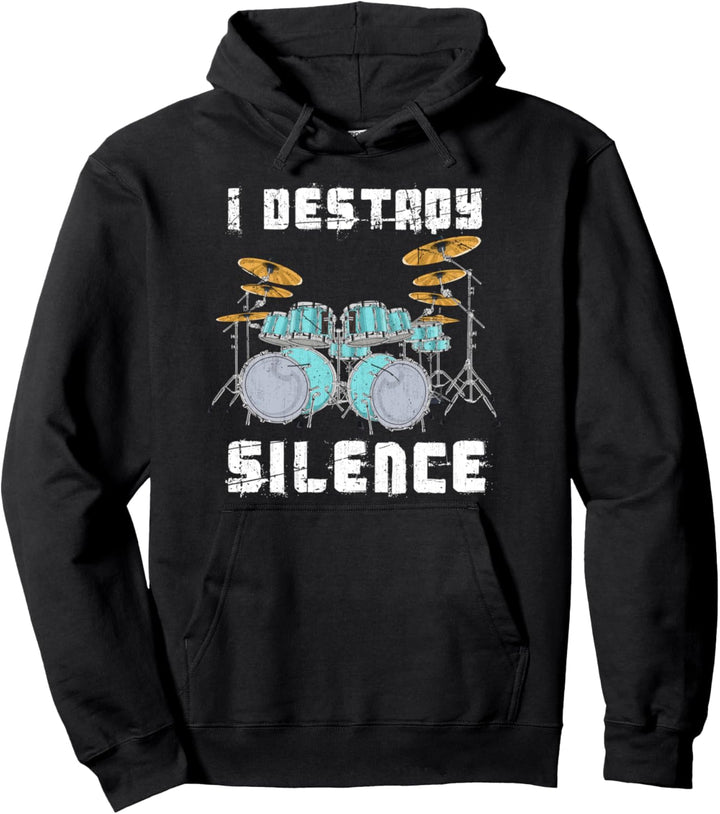 Ich zerstöre die Stille Drummer Musik Geschenk Schlagzeug Pullover Hoodie