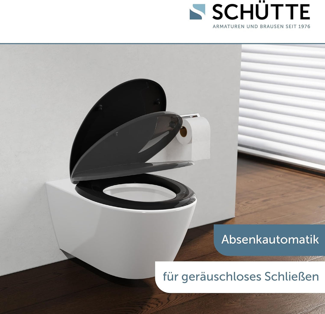 SCHÜTTE WC-Sitz mit Absenkautomatik | Abnehmbarer Klodeckel aus bruchsicherem Duroplast | Innovative