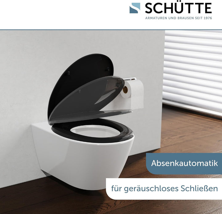 SCHÜTTE WC-Sitz mit Absenkautomatik | Abnehmbarer Klodeckel aus bruchsicherem Duroplast | Innovative