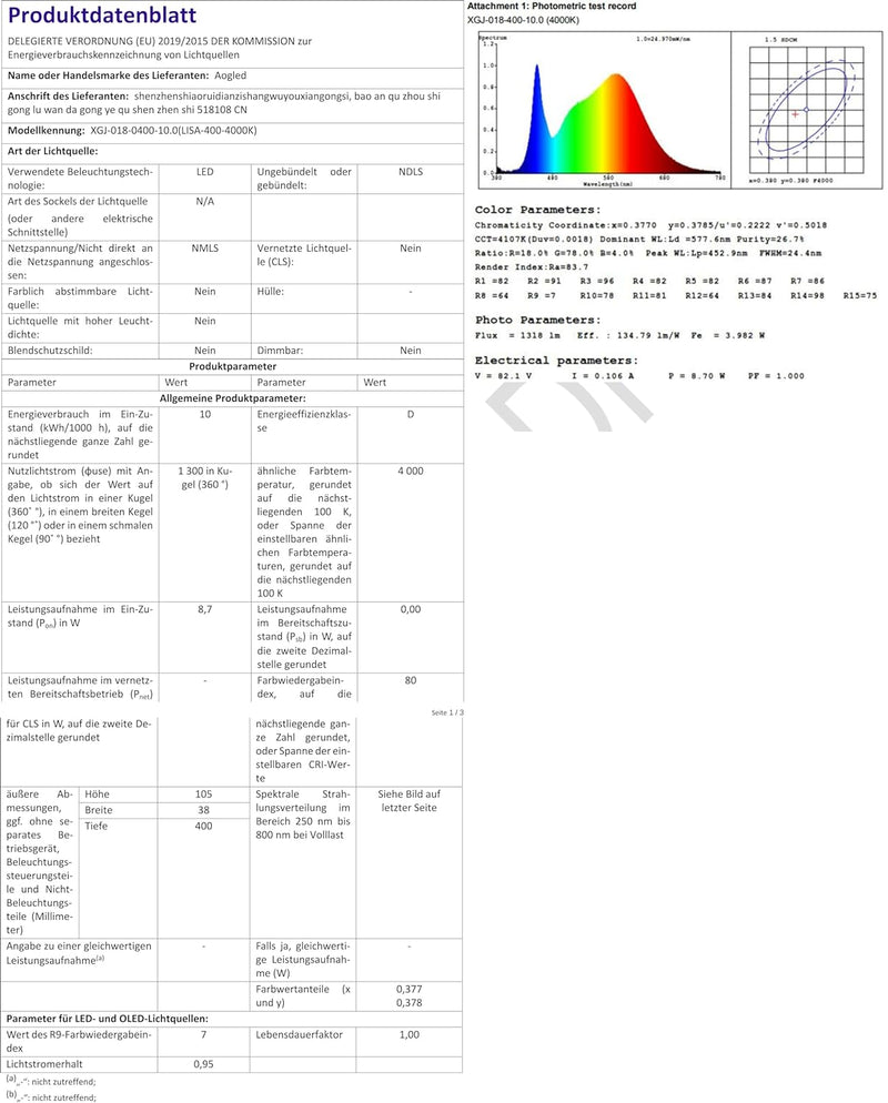 Aogled Led Spiegelleuchte Badezimmer 40 cm 10W 820LM 230V Neutralweiss 4000K,Edelstahl IP44 Class II