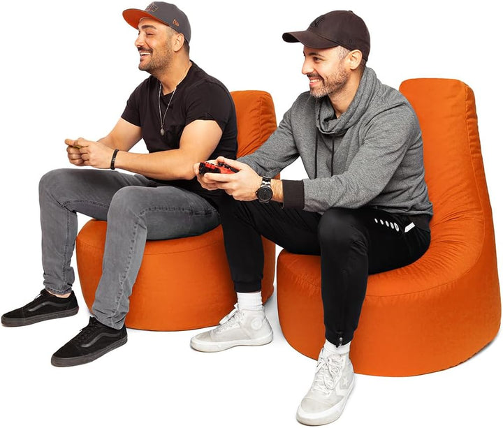 PATCH HOME Gamer Sessel Sitzsack inkl. Würfel Bean Bag Set Ø80cm, 30cm Sitzhöhe, 90cm Höhe + 35x35cm