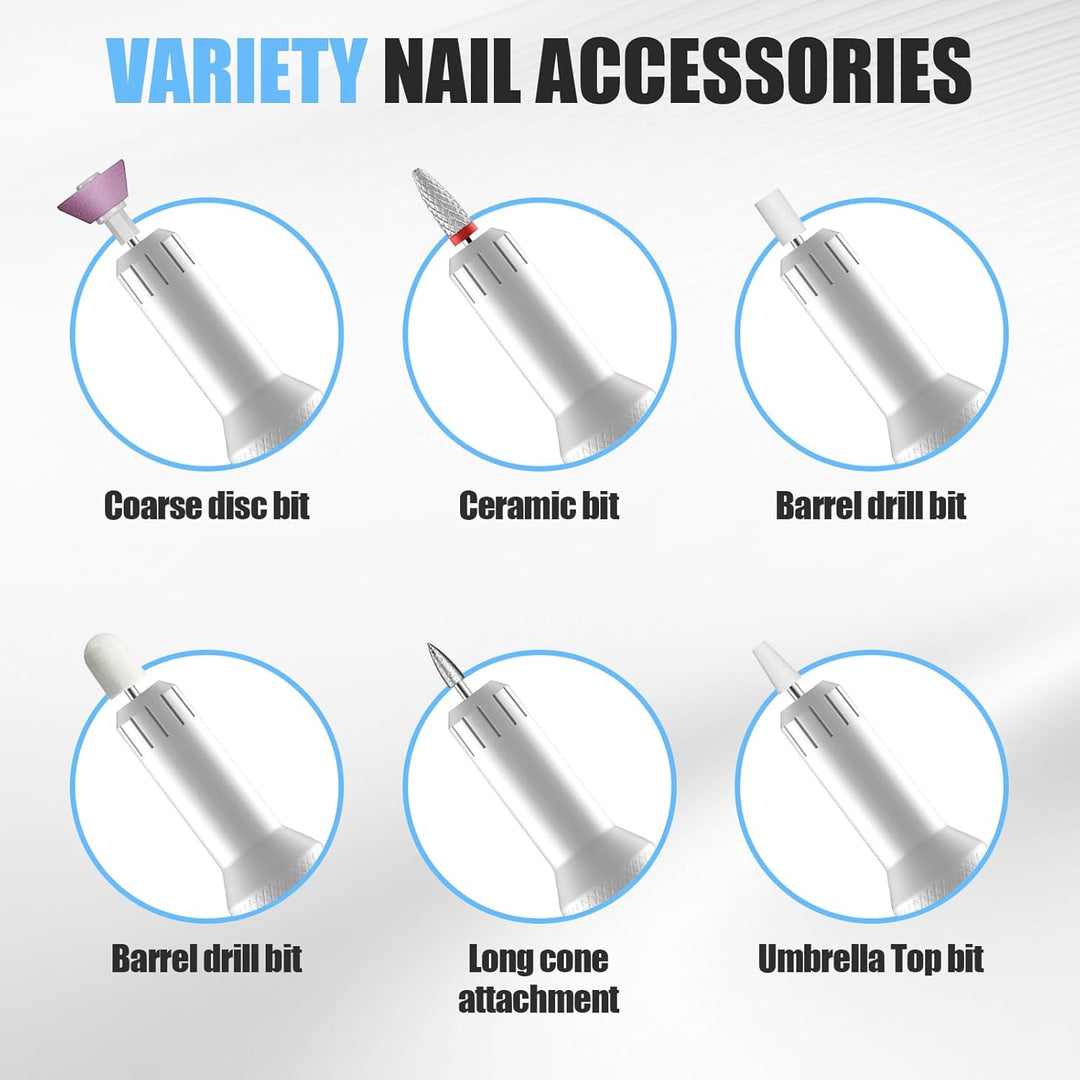 Nagelfräser Kabellos, 12 in 1 Fräser für Gelnägel, Elektrische Nagelfeile Professionell Nail Drill,
