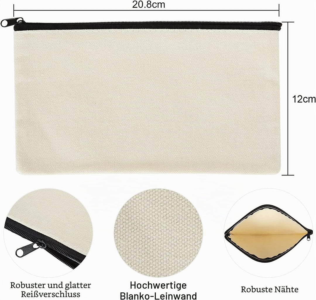 SENENQU 30 Stück DIY Blanko Stoffbeutel zum Bemalen, 12 × 21cm Federmäppchen zum Bemalen, Klein Stof