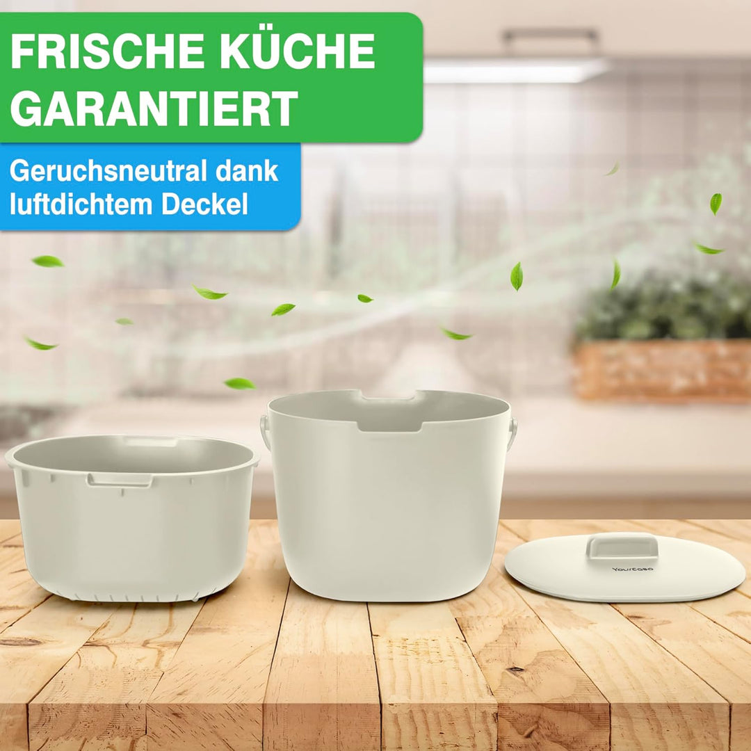 YourCasa Biomülleimer Küche 3,6L - Komposteimer für alltäglichen Biomüll Behälter Spülmaschinenfest