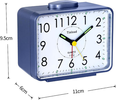 Tinload Analog Seniorenwecker mit Nachtlicht, 4 Zoll grosses Zifferblatt, Tischuhr mit Schlummerfunk