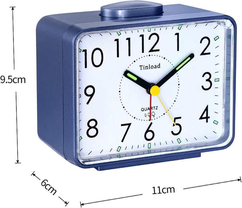 Tinload Analog Seniorenwecker mit Nachtlicht, 4 Zoll grosses Zifferblatt, Tischuhr mit Schlummerfunk
