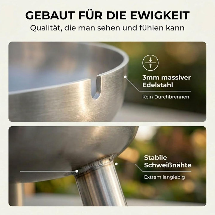 Feuerschale 80 cm Edelstahl - Feuerschalen für den Garten - Feuerstelle Outdoor & Feuertonne - Feuer