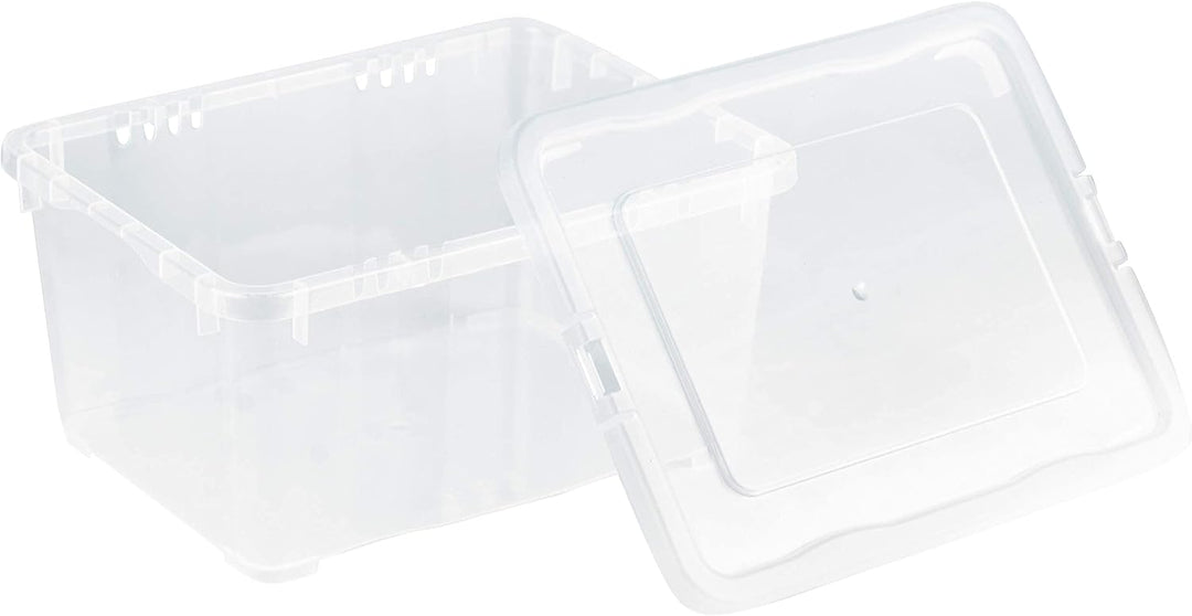 Grizzly Kleine Aufbewahrungsbox mit Deckel, 1,7 L transparente Box, 12er Set, belüftet, stapelbar, i