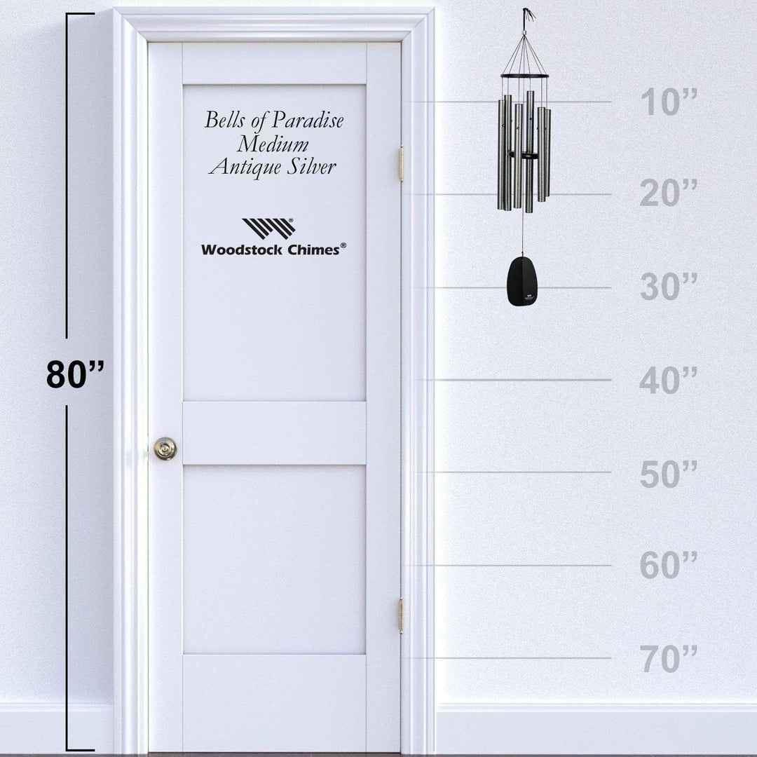 Woodstock Chimes Signature Collection, Paradiesglocken, Antik-Silber, 81,3 cm, Dekor-Designs, Windsp