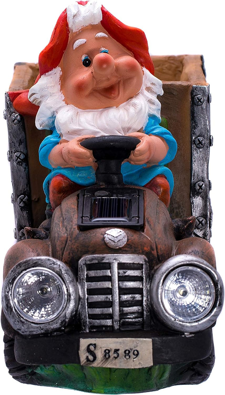 Birendy Figur, Zwerg, NF15177-1 Gartenzwerg Gartendekoration Gartenwichtel mit Solarlampe als Schein