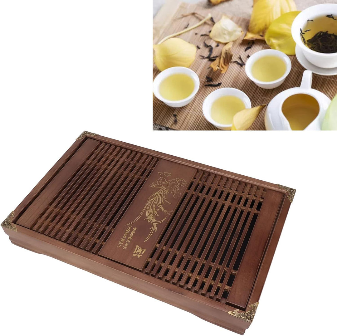 Kungfu-Teetablett, Chinesisches Gongfu-Teetablett, Drainage-Wasserspeicher, Holz-Teetisch mit Abflus