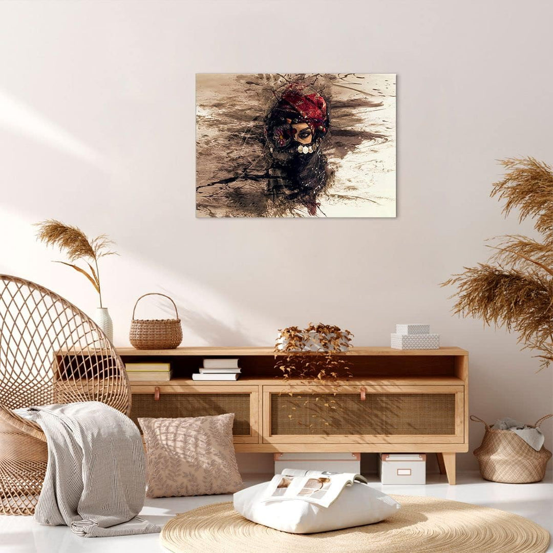 Bilder auf Leinwand Frau Folklore Leinwandbild mit Rahmen 70x50cm Wandbilder Dekoration Wohnzimmer S