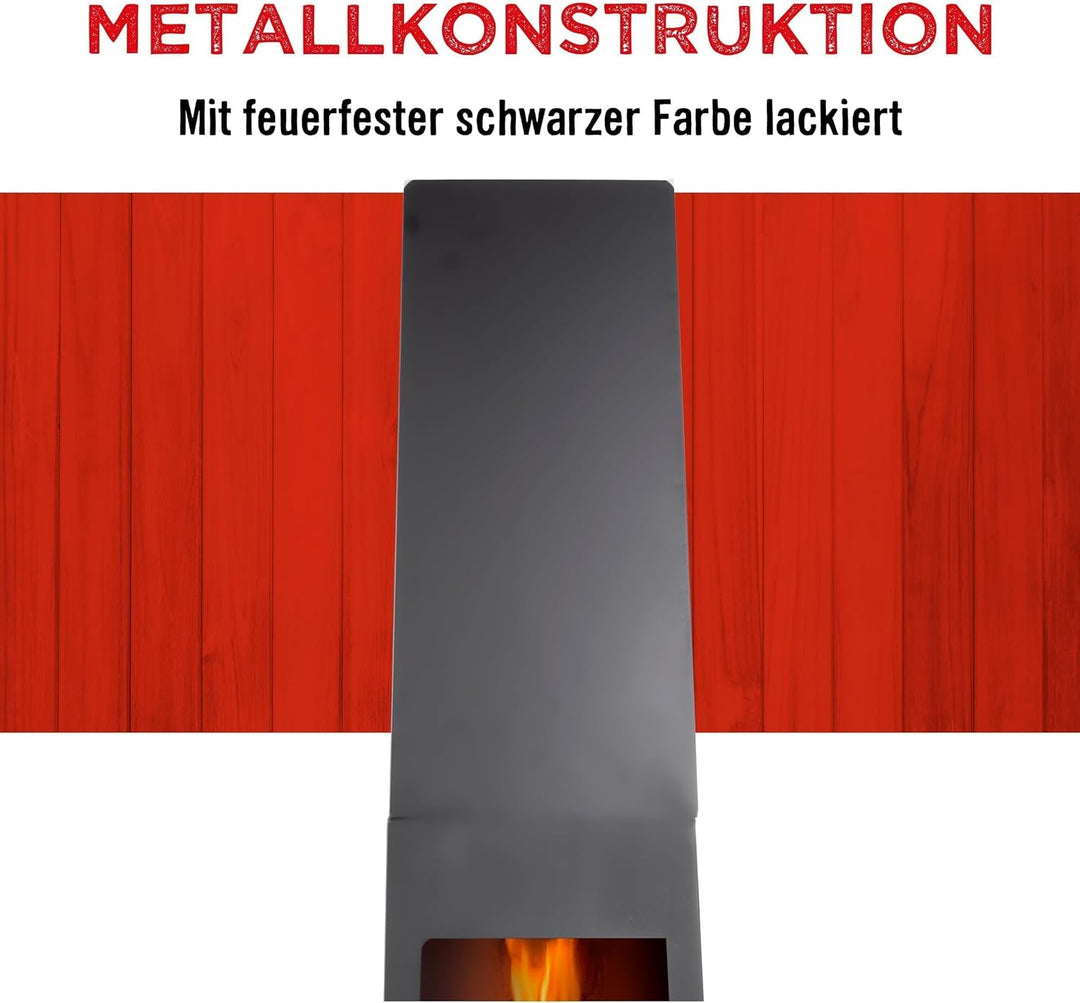 BBQ Collection Terrassenofen - Feuerstelle 36 x 36 x 150 cm - Gartenkamin für Brennholz - Gartenofen