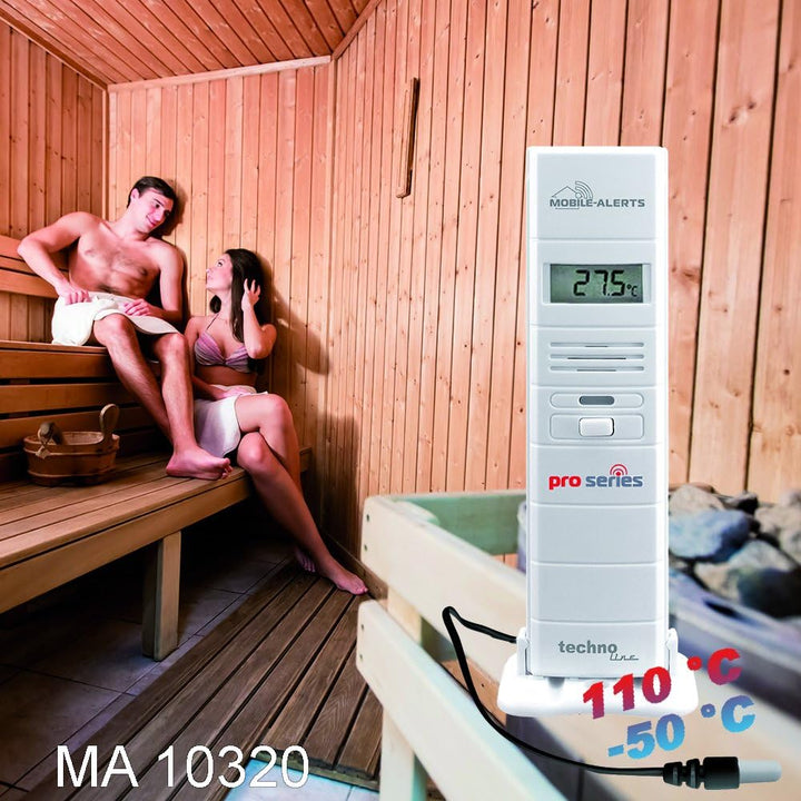 Technoline Temperaturüberwachung in Ihrer Sauna, Weiss, 3.8 x 2.1 x 12.8 cm
